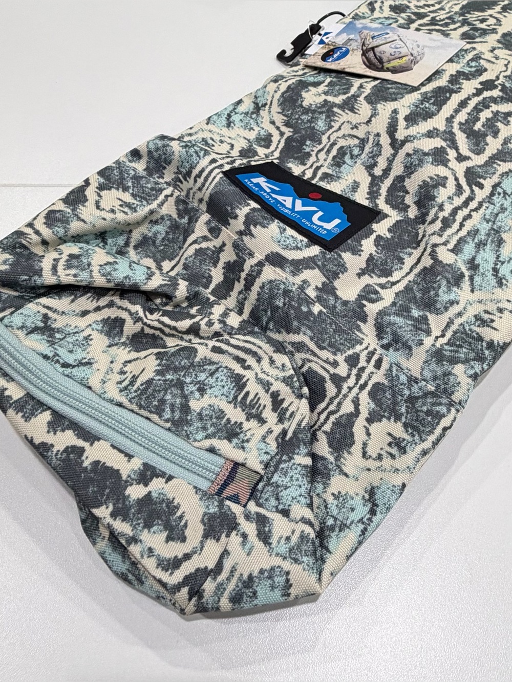 Kavu Attatube Yoga Sling Bag Blue Grey Pattern NWT Gear Bag Adjustable Strap